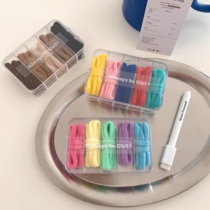 25-piece colorful high-elastic hair ties set in three transparent 5-grid storage boxes