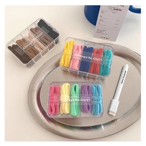 Set of colorful high-elasticity seamless hair bands in a transparent five-grid storage box