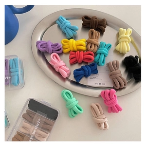 Colorful high-elastic seamless hair ties in a multi-grid transparent storage box