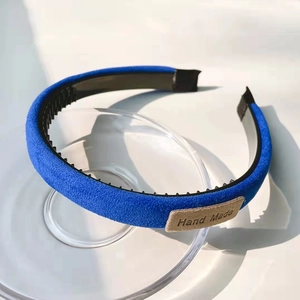 Minimalist Klein Blue Hair Accessories Set Velvet Fabric Padded Headband Handmade Alloy Matte Plastic Hair Clip For Women