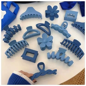 Pinza per Capelli Opaca Blu Klein per Donna Stile Francese Grande Clip a Squalo Moda Forcine in Resina Accessori per Capelli