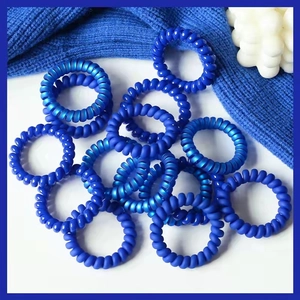 Chouchous Fil de Téléphone Bleu Klein Minimalistes Anneaux de Cheveux Spirale Élastiques sans Trace pour Femmes Accessoires Cheveux