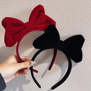 Cerchietto Con Fiocco In Velluto Da Donna Stile Dolce Principessa Accessorio Per Capelli Bordeaux Nero Fiocco Grande Regalo