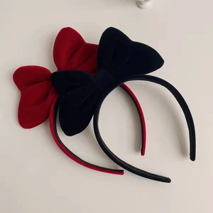 Eleganti cerchietti per capelli in velluto con fiocco nero e bordeaux da donna