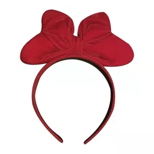 Elegante cerchietto in velluto rosso con grande fiocco stile principessa per ragazze
