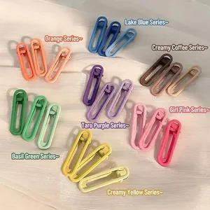 Sweet Matte Gradient Candy Color Hair Clips Set Matte Hollow Metal Side Clips For Women Girls Hair Styling Accessories
