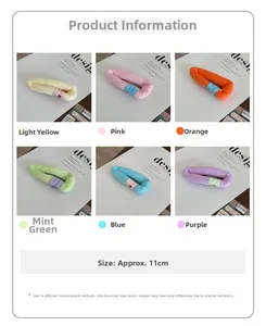 Détails de pinces à cheveux en peluche de 11 cm aux couleurs pastel et motifs de cœur