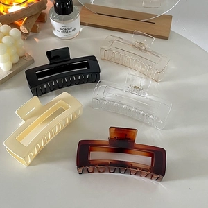 Large 12.5cm rectangular hollow hair claw clips in five assorted colors for women