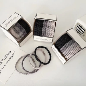 High-elastic hair tie set in neutral colors with woven design in elegant packaging