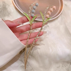 Pic à Cheveux Muguet Vintage En Alliage Design Fleur Goutte d'Huile Pour Femmes Accessoire De Coiffure Élégant Mariage Bijoux