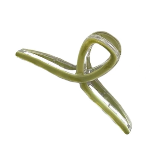 Minimalist avocado green hair claw clip with transparent twisted design for summer