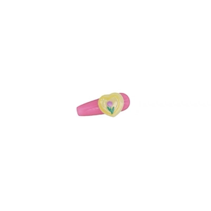 Cute pink heart hair clip with floral pattern for women and girls on white background