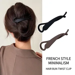 Pinces à chignon minimalistes de style français en noir et marron avec finition mate