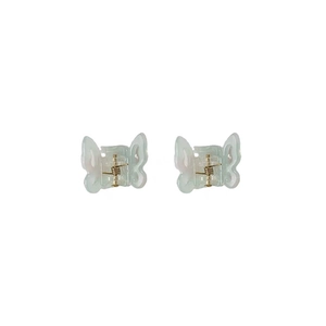 Pair of mini gradient butterfly hair claws in pastel pink and green colors
