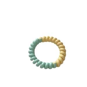 Élastique à cheveux en spirale bicolore vert menthe et jaune pastel style cordon