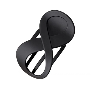 Minimalist matte black infinity hair claw clip with elegant figure-8 silhouette design