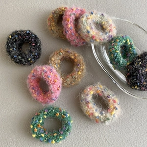 Sweet Knitted Woolen Hair Scrunchies Colorful Dot Elastic Hair Ties Elegant Style Autumn Winter Hair Accessories For Women