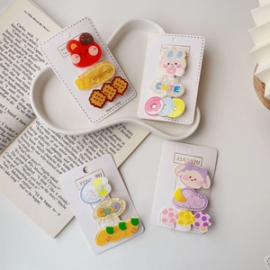 Set mit 3 süßen Cartoon-Acryl-Haarspangen mit Bären- und Hasenformen für Mädchen