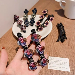 Pinces à cheveux fleurs en strass pour femmes avec cristaux colorés étincelants