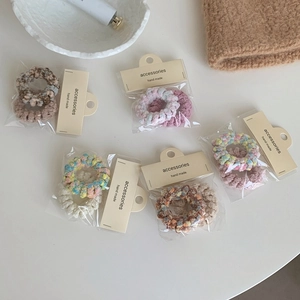 Élastiques à Cheveux en Cordon de Téléphone Tricotés pour Femmes Cordes à Cheveux Élastiques Sans Trace en Laine Crochet Accessoires
