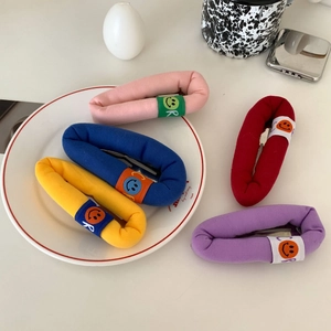 Five-piece set of colorful knitted sponge hair clips with cute smiley face embroidery