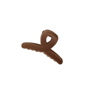 Brown matte frosted hair claw clip with twisted knot design for ponytail hairstyle