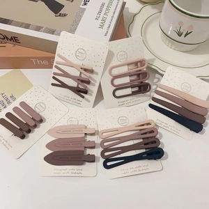 Morandi matte hair clips set for women on white cards with aesthetic lifestyle background