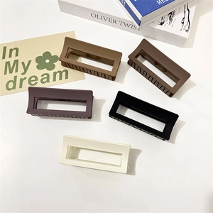 Minimalist matte square hollow hair claws in five colors for elegant hair styling