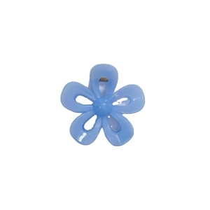 Translucent light blue flower hair claw clip with elegant resin finish on white background