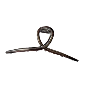 Minimalist gunmetal grey large metal hair claw clip with stylish cross knot design