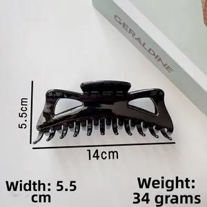 Grande pince à cheveux noire brillante de 14cm pour cheveux épais avec dimensions