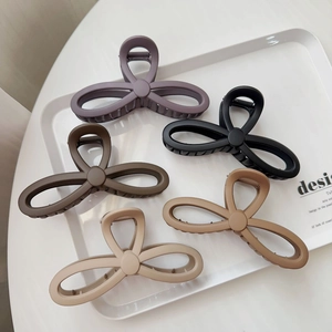 Large Frosted Hair Claw Clip For Women Matte Plastic Resin Shark Clip Bow Shape Elegant Hairpin Styling Accessories