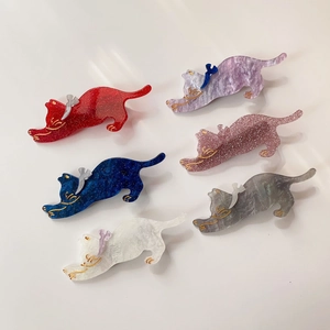 Cute Cat Acrylic Hair Clip Lacquered Finish Hairpin Kawaii Animal Side Clip For Women Sweet Fashion Hair Accessories