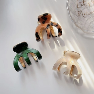 Elegant Acetate Marble Texture Shark Clip Hair Claw For Women Retro Leopard Print Large Hair Catch Clip Hair Accessories