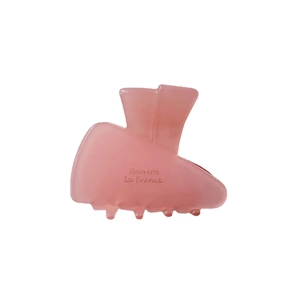 Translucent pink carrot-shaped hair claw clip with Barrette La France engraving