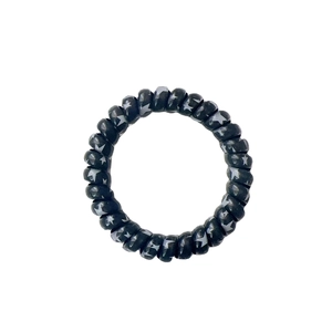 Set of black spiral telephone wire hair ties with white star patterns and high elasticity