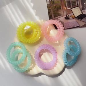 Macaron Color Telephone Wire Hair Ties Seamless Spiral Hair Bands For Women High Elasticity Resin Hair Rings Accessories