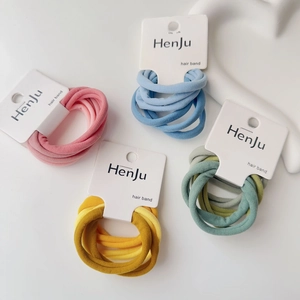 Macaron pastel high elasticity hair bands set of four colors on a white background