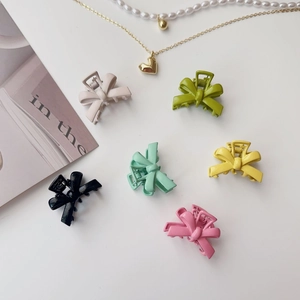 Sweet Matte Alloy Bow Hair Claw Clip For Women Small Bowknot Hairpin Side Bangs Clip Elegant Hair Accessories For Daily Dating