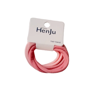 Pink gradient high-elastic hair tie set of 6 on white cardboard for ponytail styling