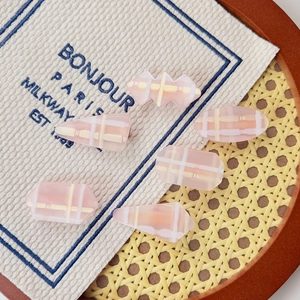 Barrettes à cheveux rose gelée à carreaux avec motifs géométriques en résine pour filles