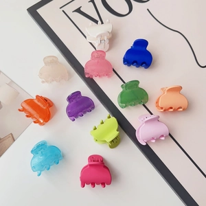 Detailed set of 11 matte colorful claw clips for high ponytail styling and bangs
