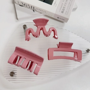 Lot de 3 pinces à cheveux roses élégantes aux designs ondulés et ajourés pour la coiffure