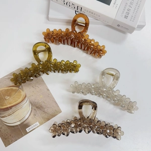 Large Flower Hair Claw Clip Elegant Jelly Color Floral Shark Clip For Women Thick Hair Non-Slip Hair Accessories