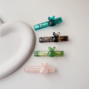 Lot de barrettes lapin mignonnes en marbre vert, gris et rose pour femmes et filles