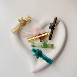 Lot de 6 barrettes lapin colorées en acétate pour femmes et filles style élégant