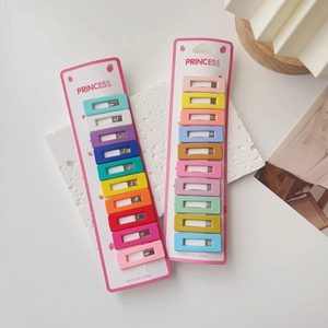 10-piece set of colorful geometric rectangle hair clips for girls in macaron shades