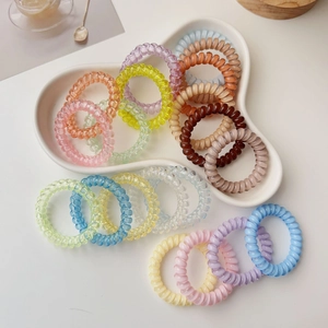 Multicolor Spiral Telephone Wire Hair Ties High Elasticity Plastic Resin No Crease Korean Style Hair Bands For Women Daily