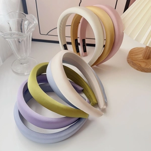 Assorted Morandi color padded sponge headbands with minimalist fabric texture and high top