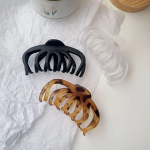 Large tortoiseshell and matte finish octopus hair claw clips for thick hair set of three